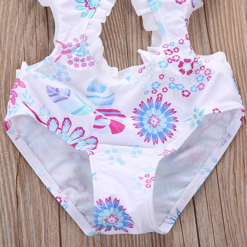 Summer Floral Baby Girls Swimwear Split Ruffled Tankini Swimsuit Bathing Suit Costume - ebowsos