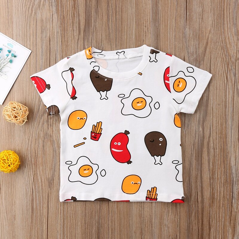 Summer Adorable Baby Kids Boy Girl Cartoon Egg T-Shirt Child Short Sleeve Tee Shirt Costume - ebowsos