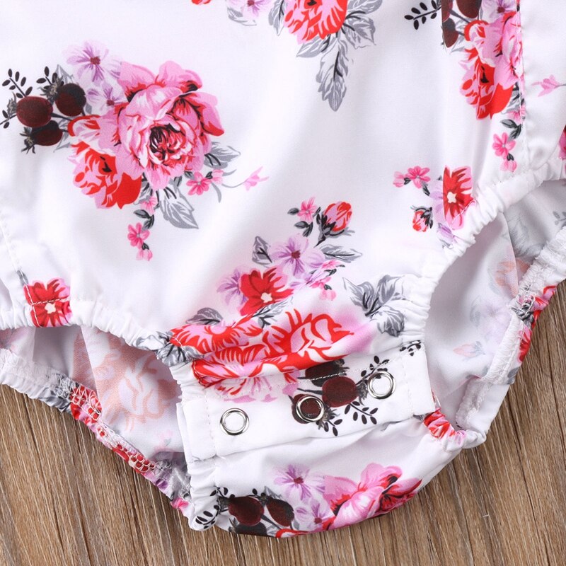 Summer Baby Bodysuit Floral Girls Suit Newborn Toddler Baby Girl Clothes Bodysuit Jumpsuit Sunsuit Outfit 2Pcs - ebowsos