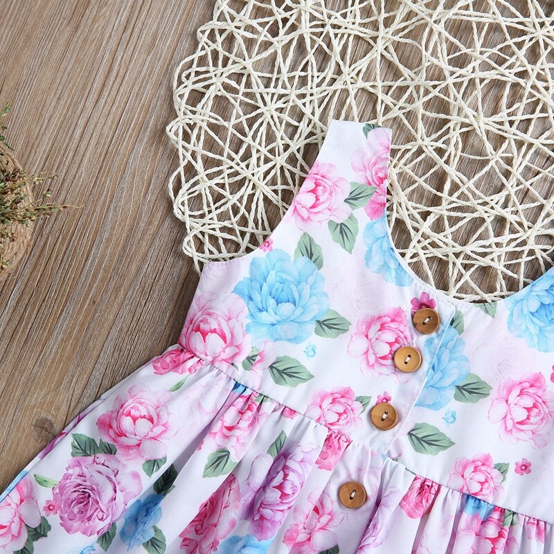 Summer Baby Cute Baby Floral Girls Party Dress Toddler Kids Baby Girls Princess Dress Party Pageant Dresses Clothes - ebowsos