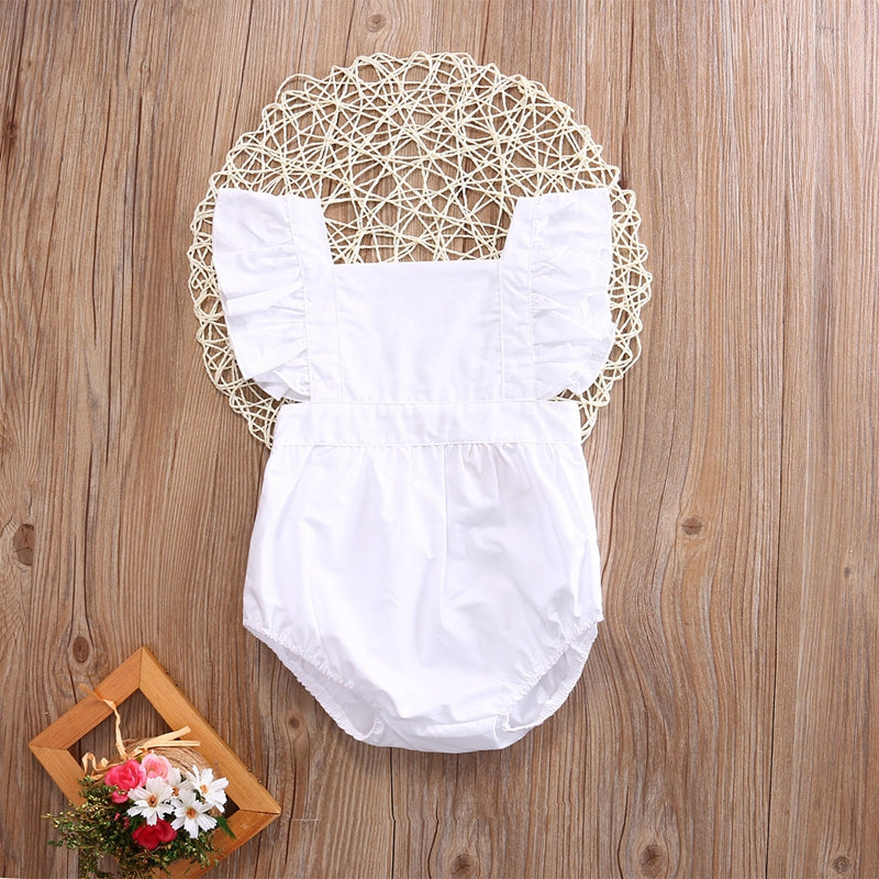 Summer Baby Girl Playsuit Bodysuit Top Children Princess Clothing Short Sleeve Cotton Sunsuit Jumpsuit Outfits - ebowsos