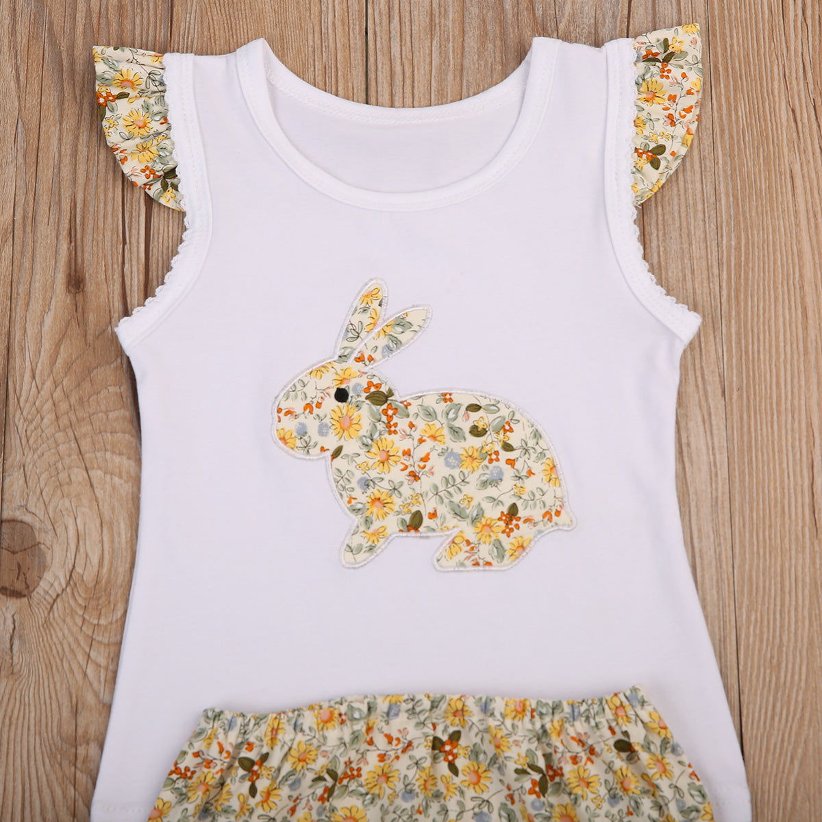 Summer Baby Girls Rabbit Sleeveless Vest+Shorts 2pcs Outfits Toddler Clothes Set - ebowsos