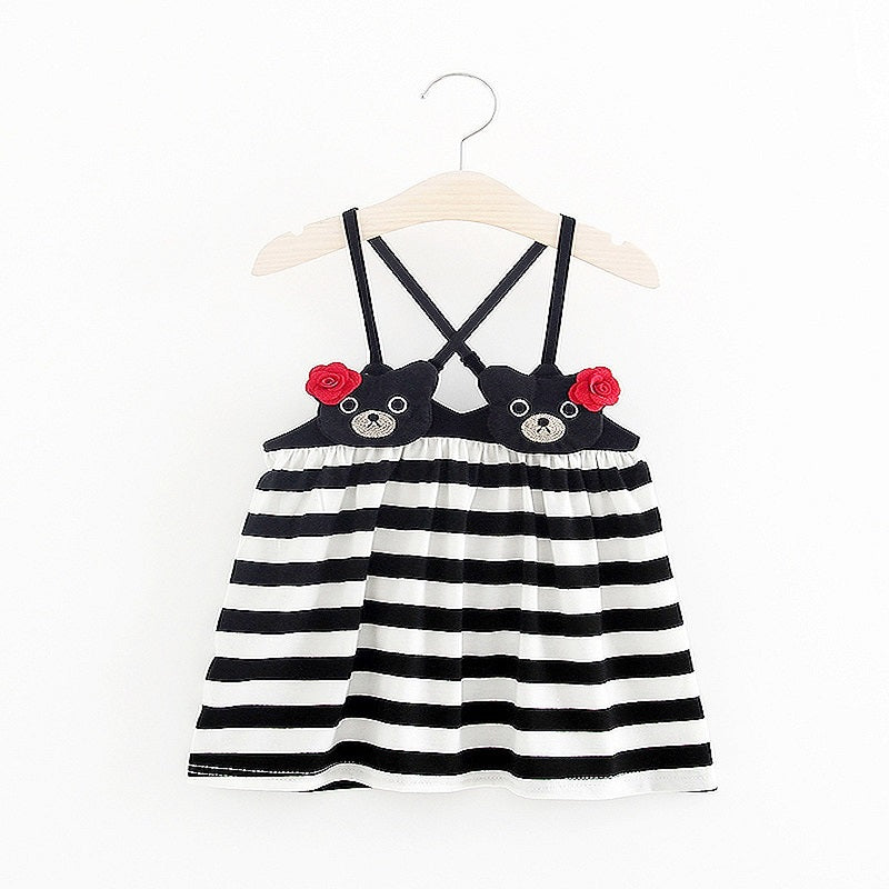 Summer Baby Girls Toddler princess Casual Sleeveless Dresses Clothes Rainbow Striped Dress 0-3T - ebowsos