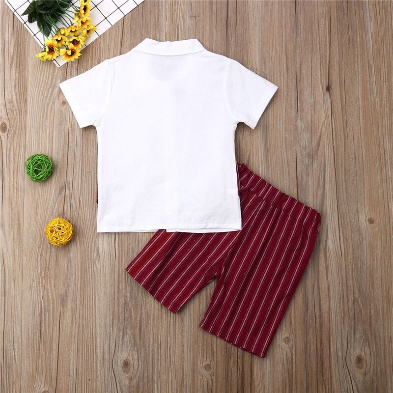 Summer Baby Kids Boy Shirt Tops+Pants Gentleman Outfits Clothes 2PCS Set - ebowsos