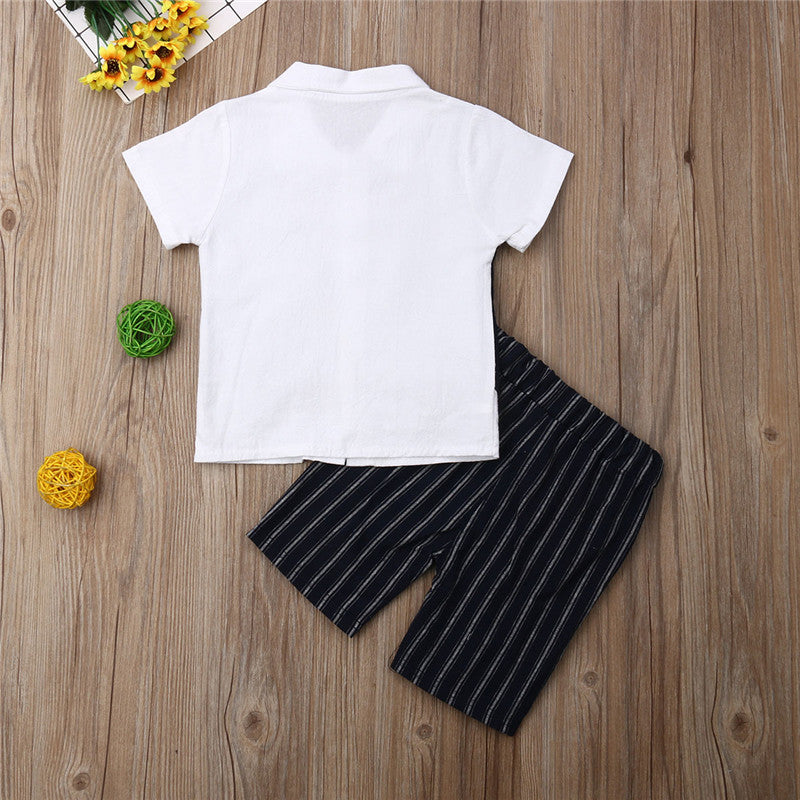 Summer Baby Kids Boy Shirt Tops+Pants Gentleman Outfits Clothes 2PCS Set - ebowsos