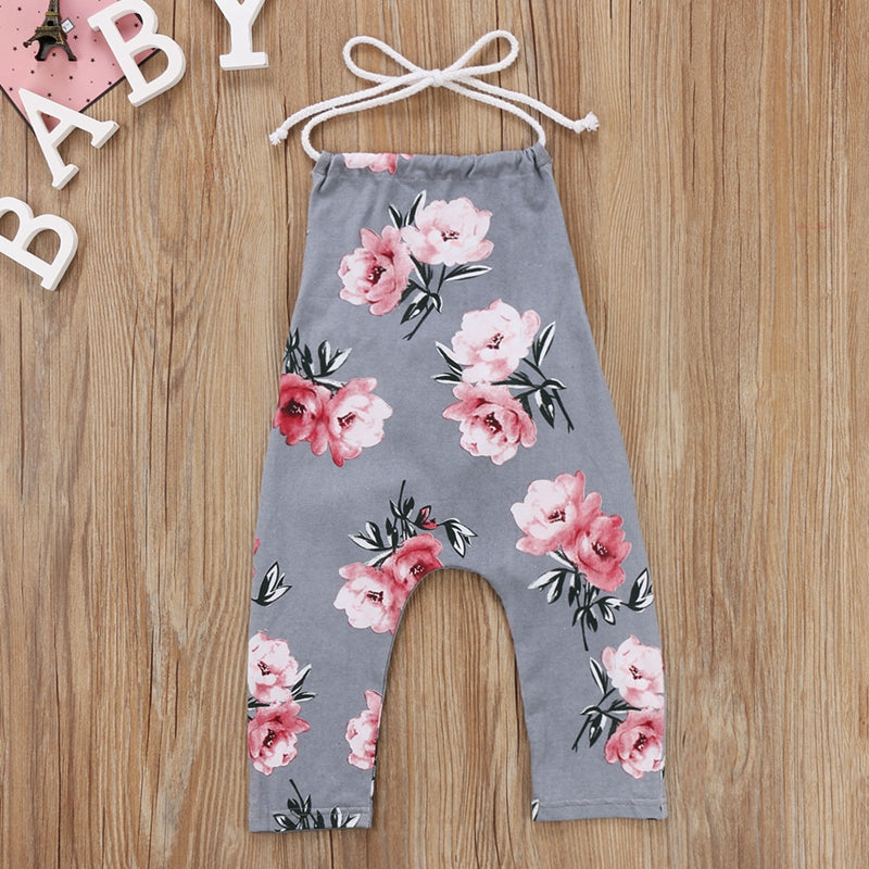 Summer Baby Kids Floral Girls Suit Sleeveless Toddler Kids Girl Flower Halter Romper Jumpsuit Playsuit Clothes - ebowsos