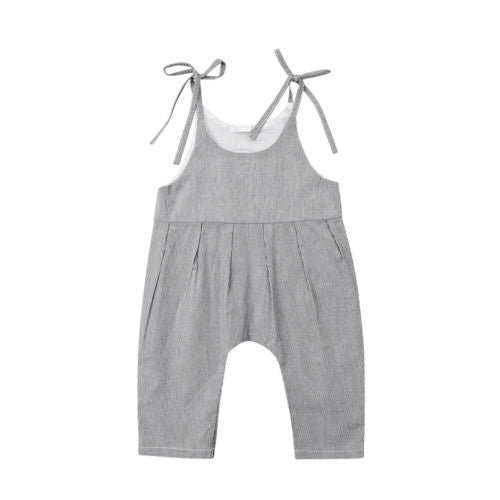 Summer Bandage Stripe Cotton Romper Jumpsuit Sleeveless Outfit Sunsuit - ebowsos