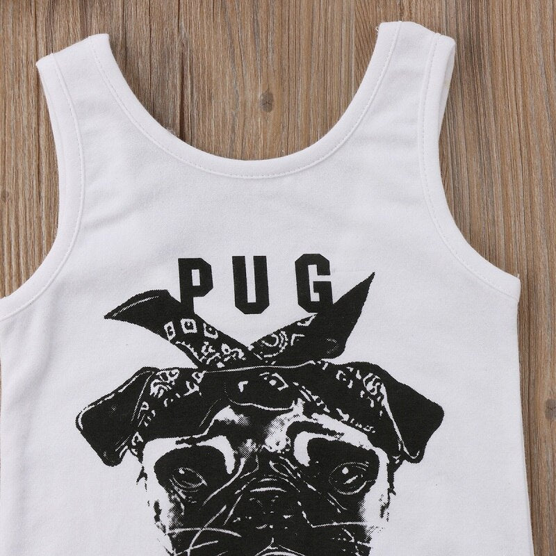 Summer Cartoon Infant Clothes Newborn Baby Boy Girl Bulldog Print Vest Short Sleeve Romper Jumpsuit Clothes Outfit Baby Clothing - ebowsos