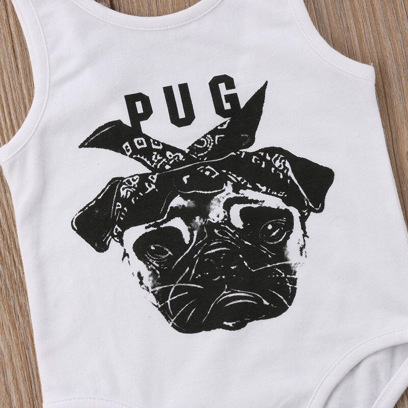 Summer Cartoon Infant Clothes Newborn Baby Boy Girl Bulldog Print Vest Short Sleeve Romper Jumpsuit Clothes Outfit Baby Clothing - ebowsos