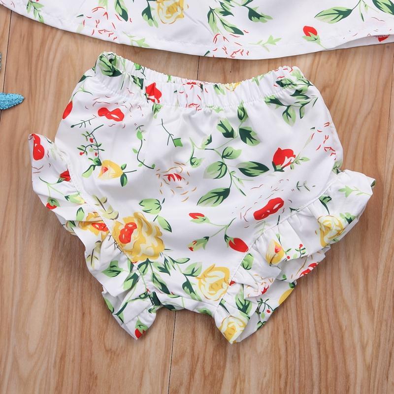 Summer Children Baby Girls Floral Clothes Sets Princess Off Shoulder Tops Shorts Clothes For Girls - ebowsos