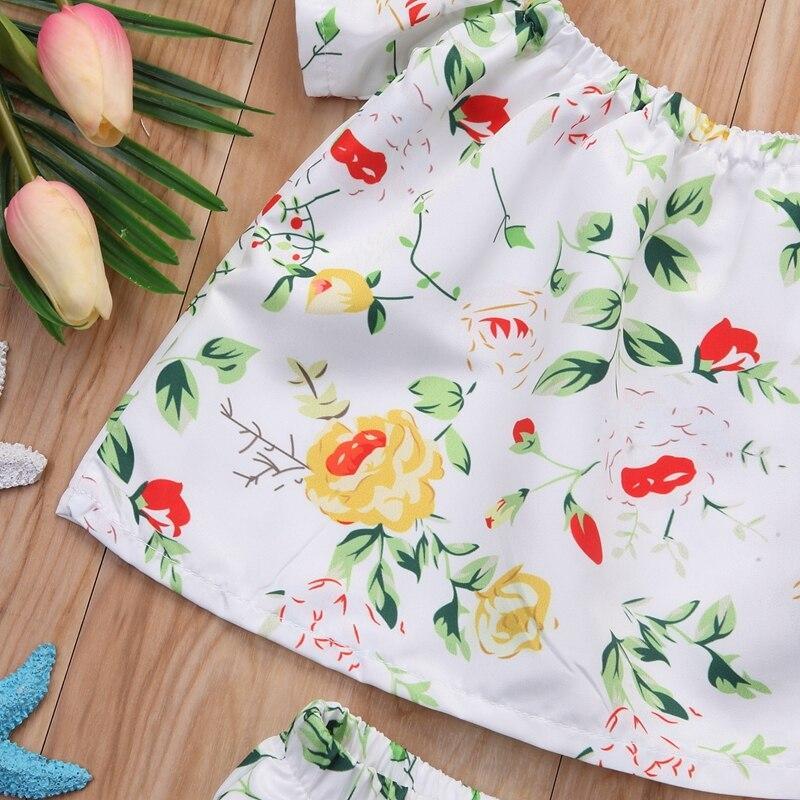 Summer Children Baby Girls Floral Clothes Sets Princess Off Shoulder Tops Shorts Clothes For Girls - ebowsos