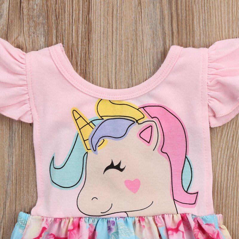 Summer Children Bodysuit New Style Baby Girls Clothes Baby Girls Unicorn Bodysuit Jumpsuit Outfits Set Clothes - ebowsos