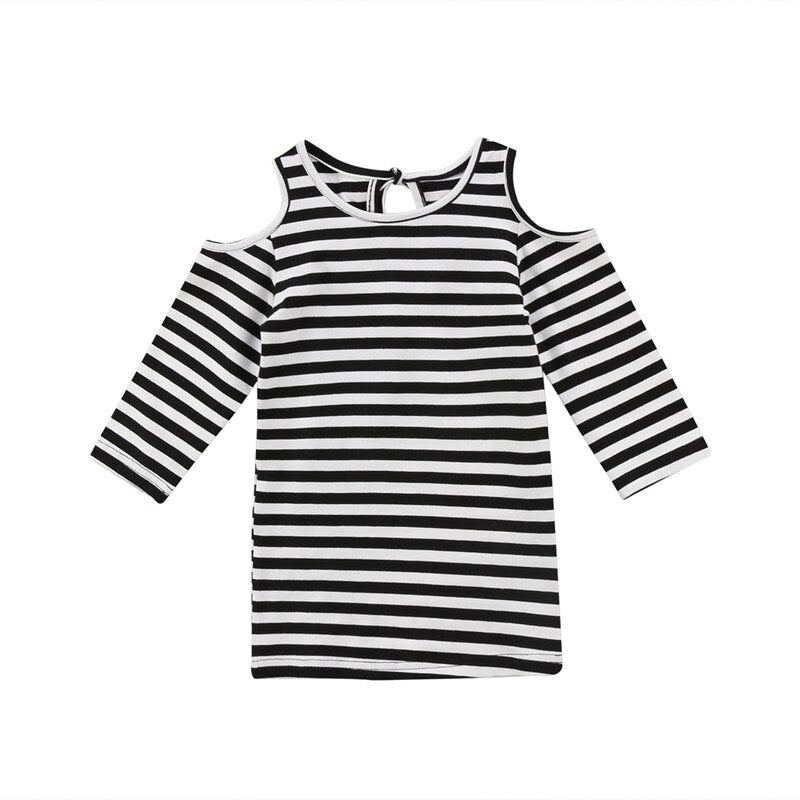 Summer Children Clothing A-line Dresses Girl Baby Girl Long Sleeve Striped Dress Kids Casual Clothes Outfits Dress - ebowsos