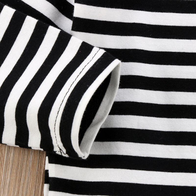 Summer Children Clothing A-line Dresses Girl Baby Girl Long Sleeve Striped Dress Kids Casual Clothes Outfits Dress - ebowsos