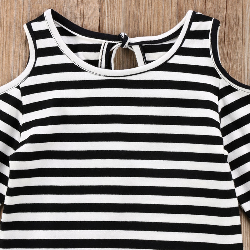 Summer Children Clothing A-line Dresses Girl Baby Girl Long Sleeve Striped Dress Kids Casual Clothes Outfits Dress - ebowsos