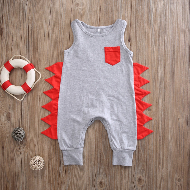 Summer Children Clothing Baby Boys Cotton Romper Cartoon Striped Jumpsuit Playsuit Sleeveless Outfit Clothes 0-24M - ebowsos