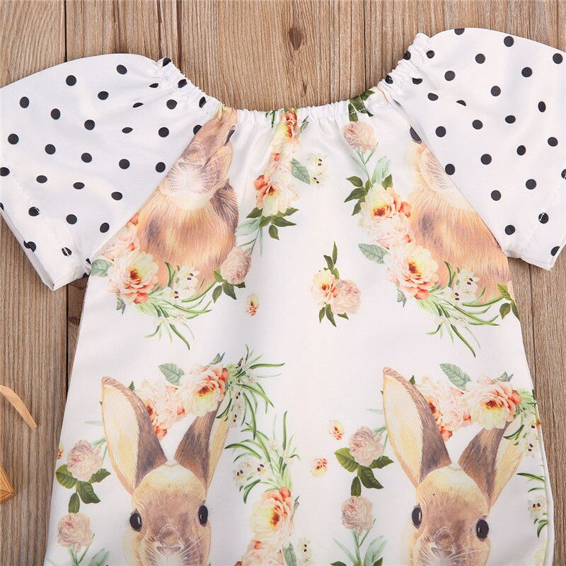 Summer Children Clothing Baby Girls Bunny Bodysuit Short Sleeve Cotton Bodysuit Jumpsuit Outfits Sunsuit Clothes - ebowsos