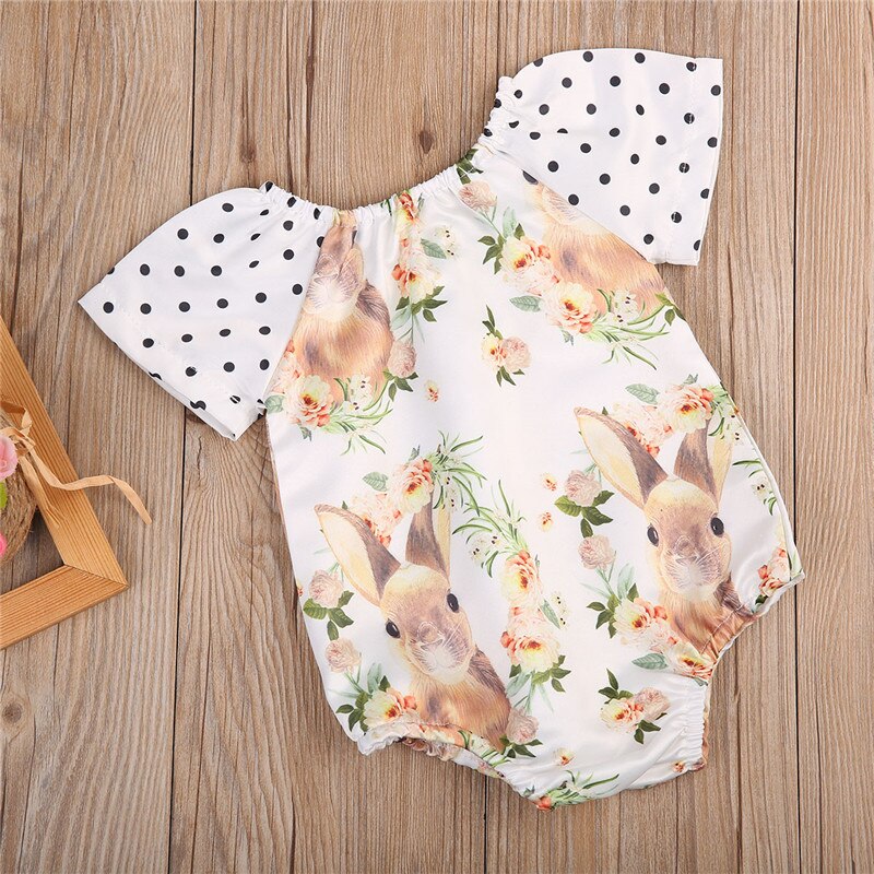 Summer Children Clothing Baby Girls Bunny Bodysuit Short Sleeve Cotton Bodysuit Jumpsuit Outfits Sunsuit Clothes - ebowsos