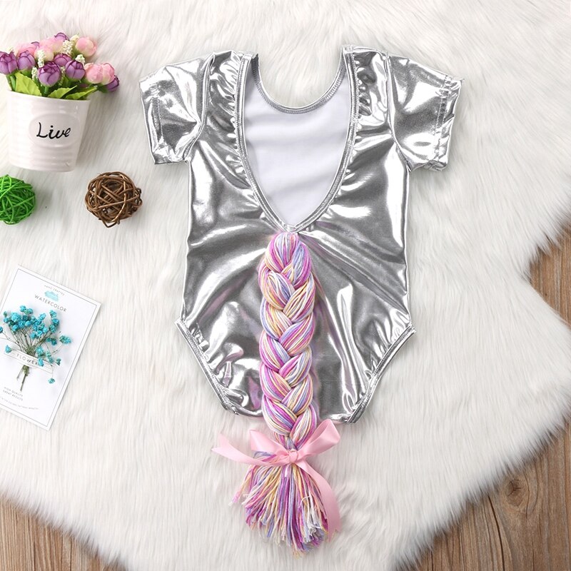 Summer Children Clothing Baby Girls Cute Horsetail Jumpsuit Bodysuit Horsetail New Style Costume Outfits Clothes - ebowsos