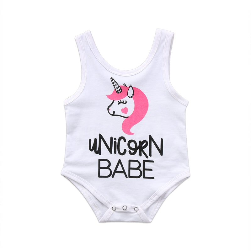 Summer Children Clothing Baby Girls Unicorn Sleeveless Bodysuit Jumpsuit Outfits Sunsuit Clothes - ebowsos