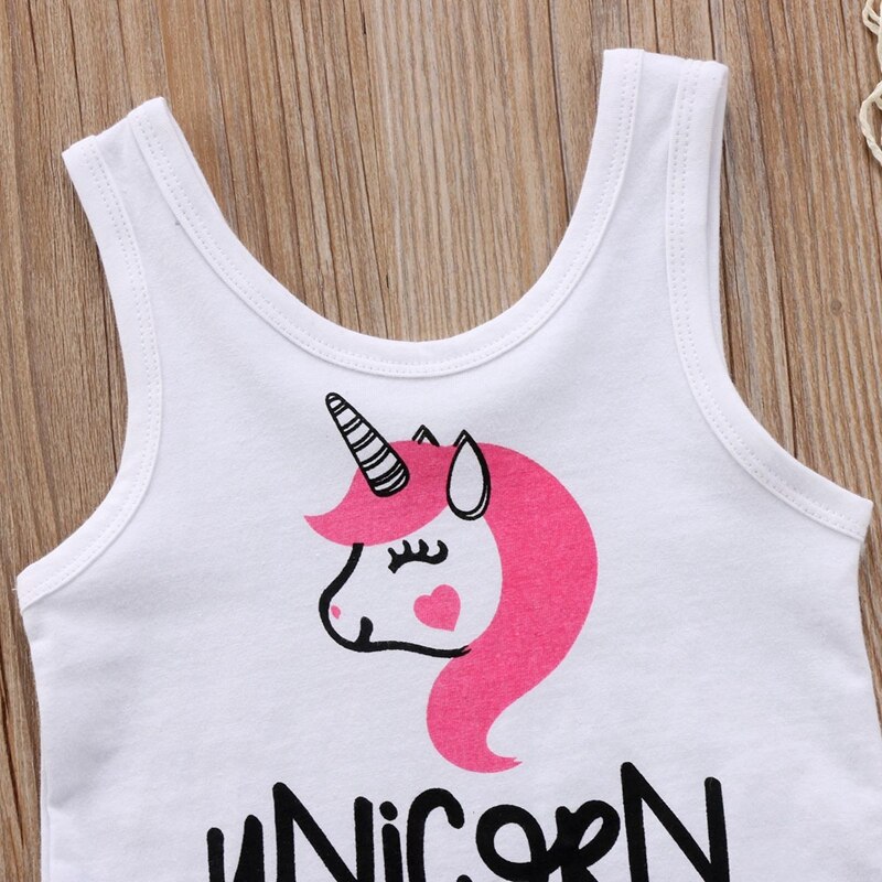 Summer Children Clothing Baby Girls Unicorn Sleeveless Bodysuit Jumpsuit Outfits Sunsuit Clothes - ebowsos