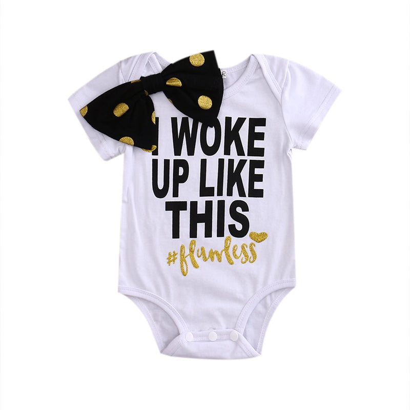 Summer Children Clothing Bodysuit Adorable Newborn Baby Infant Boys Girls Letter Jumpsuit Bodysuit Outfits Clothes - ebowsos