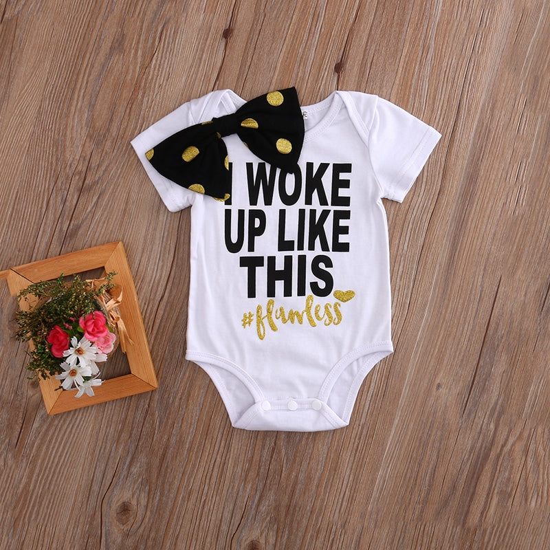 Summer Children Clothing Bodysuit Adorable Newborn Baby Infant Boys Girls Letter Jumpsuit Bodysuit Outfits Clothes - ebowsos