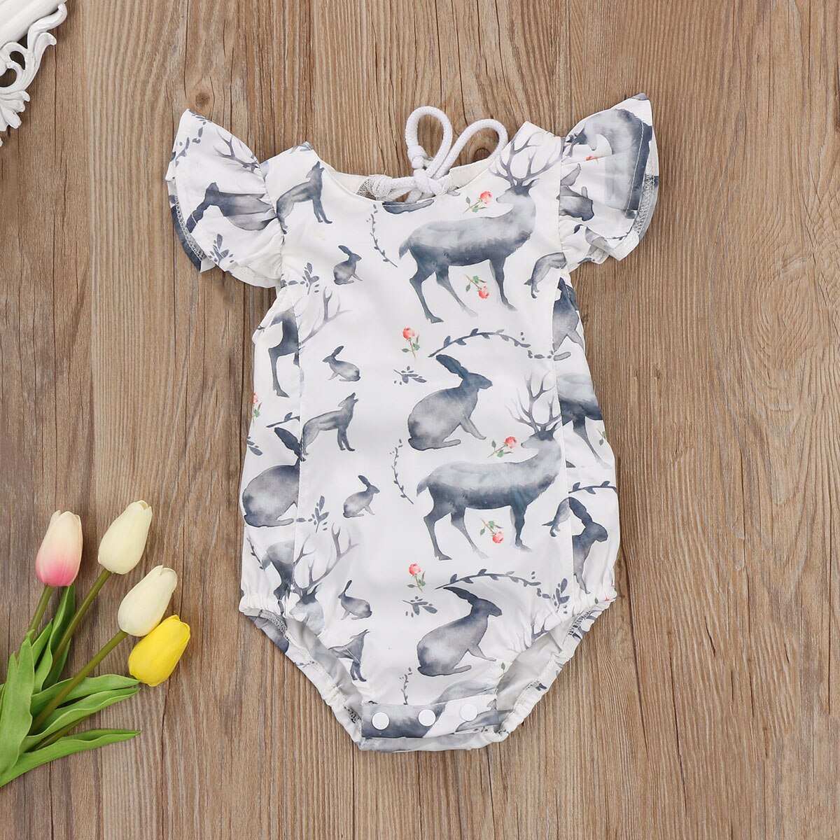 Summer Children Clothing Bodysuit Toddler Baby Girls Kids Clothes Cartoon Animals Bodysuit Jumpsuit Outfits - ebowsos