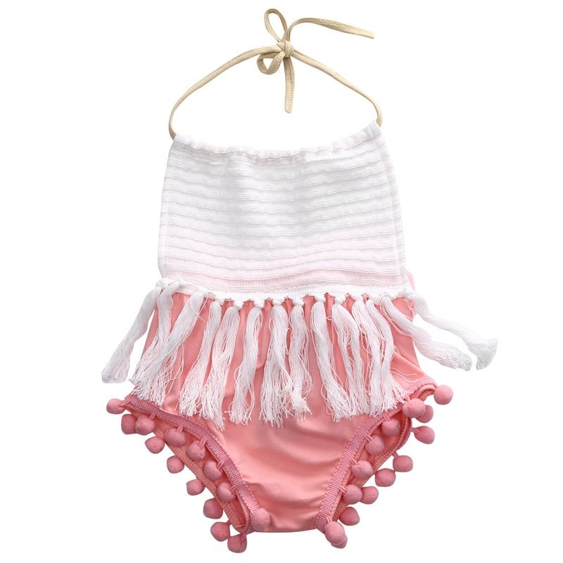 Summer Children Clothing Cute Newborn Infant Baby Girls Clothes Tassels Strap Bodysuit Jumpsuit Outfits - ebowsos