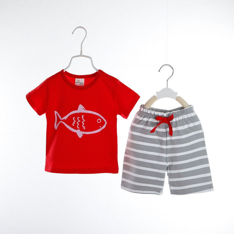 Summer Children Clothing Fashion Baby Boy Clothes Toddler Baby Kids Boy Cartoon Tops T-shirt Pants Outfits 2Pcs Set Clothes - ebowsos