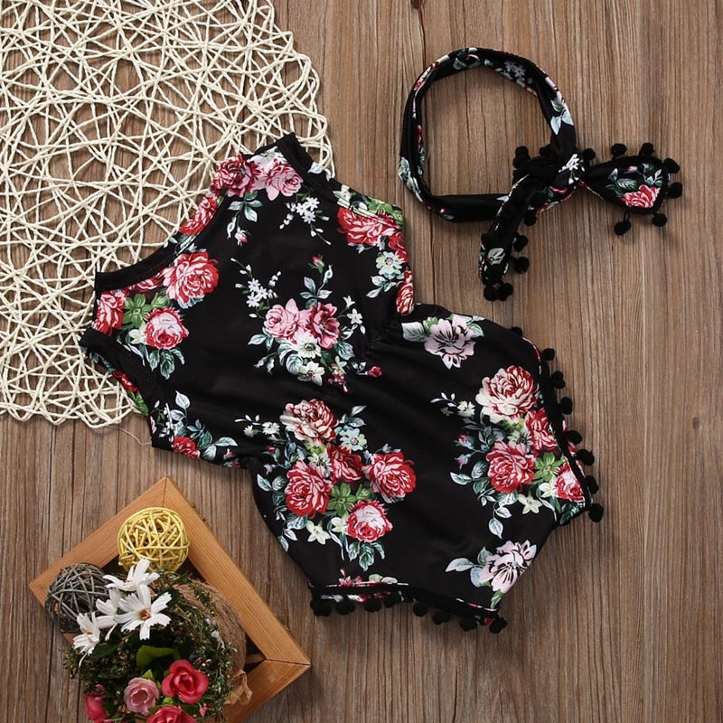 Summer Children Clothing Floral Toddler Baby Girls Bodysuit  One-pieces Pirncess Girls Sunsuit Outfits Clothes - ebowsos