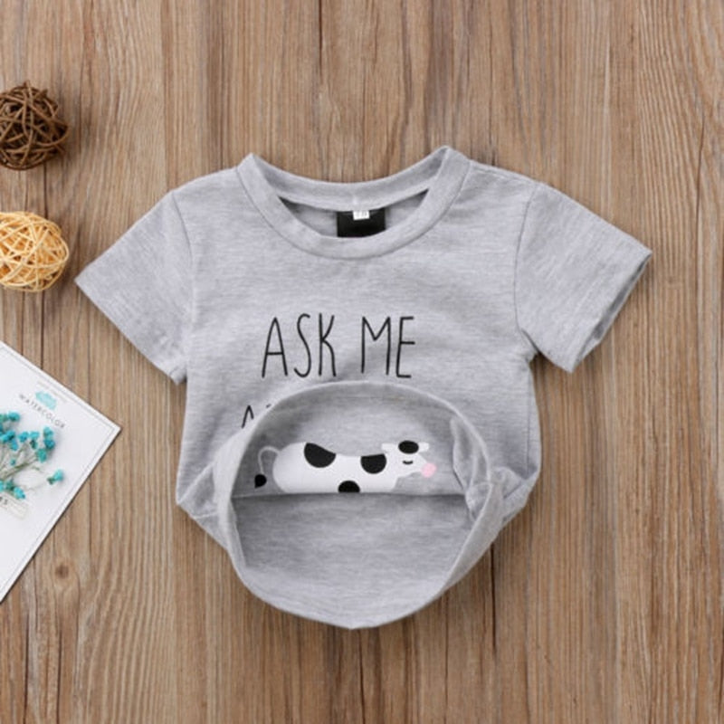 Summer Children Clothing Funny T-shirt Newborn Baby Boy Girl Animal Cotton Top Clothes Summer 0-4T - ebowsos