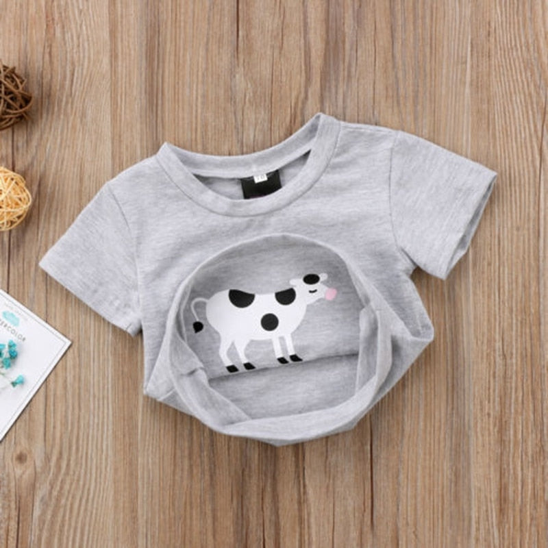 Summer Children Clothing Funny T-shirt Newborn Baby Boy Girl Animal Cotton Top Clothes Summer 0-4T - ebowsos