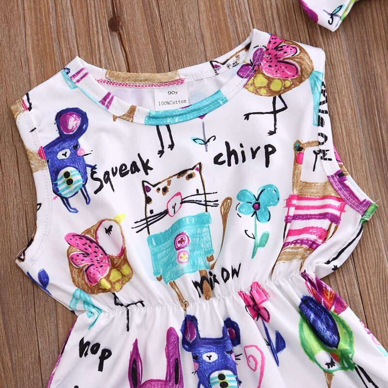 Summer Children Clothing Girls Bodysuit Summer Baby Girls Painting Bodysuit Headband Jumpsuit Sunsuit Outfit - ebowsos