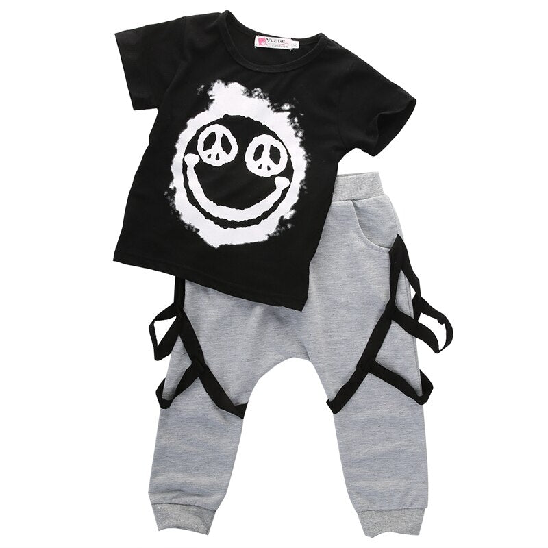 Summer Children Clothing New Style Cartoon Kids Baby Boys Tops T-shirt Pants Harem 2PCS Outfits Set Clothes 1-6Y - ebowsos