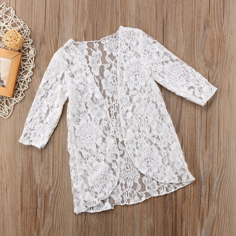 Summer Children Clothing Rash Guards Cute Kids Baby Girls Lace Floral Sunscreen Beach Clothes Outfits Outerwear - ebowsos