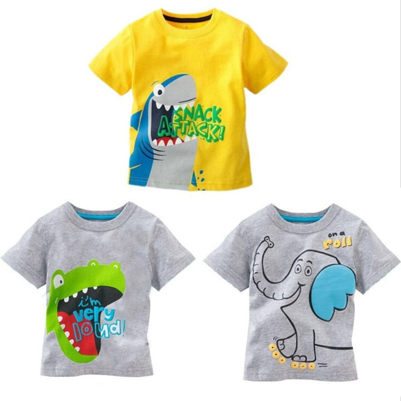 Summer Children Clothing Short Sleeve Cartoon Toddler Baby Kids Boys Cotton Tops T-shirt Clothes 1-6 Yrs - ebowsos