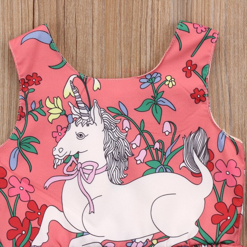 Summer Children Cute Baby Girls Flower Unicorn Bodysuit New Style Baby Girls Clothes Sets Jumpsuit Outfits Clothes - ebowsos