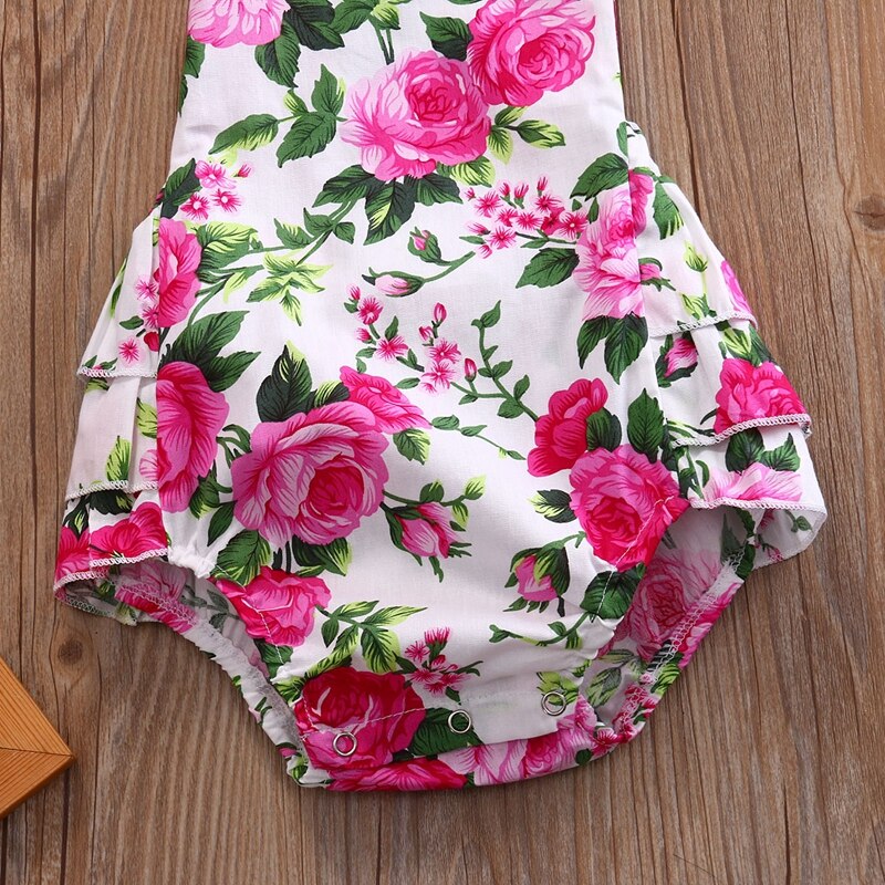 Summer Children Floral Girls Suit Adorable Baby Girls Floral Bodysuit Ruffle Jumper Sunsuit Outfits - ebowsos