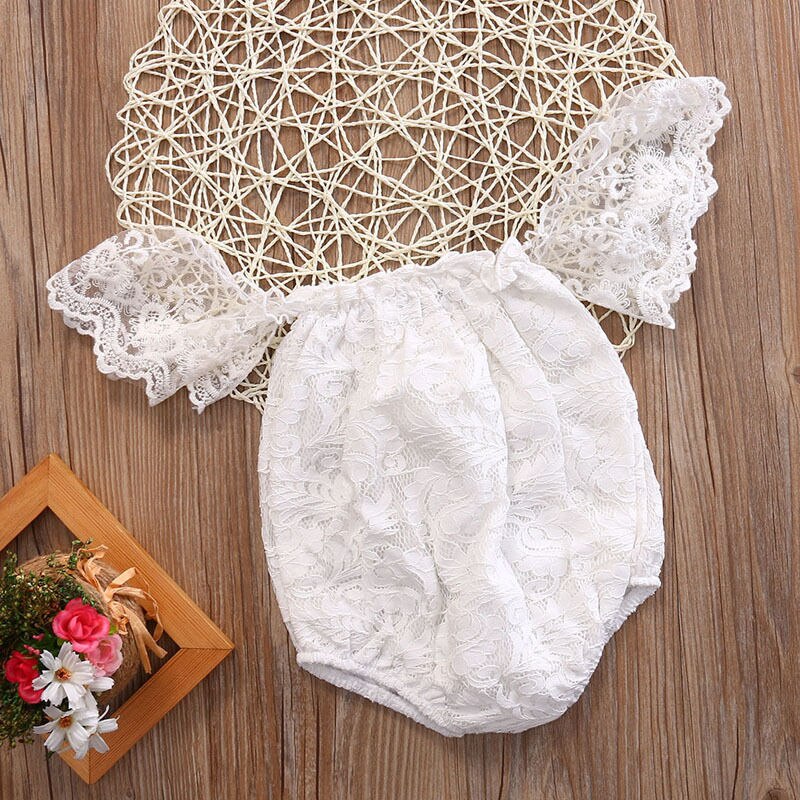 Summer Children Infant Baby Girl Flower Lace Bodysuit Sleeveless Cotton Sunsuit Jumpsuit Outfit Set Clothes - ebowsos