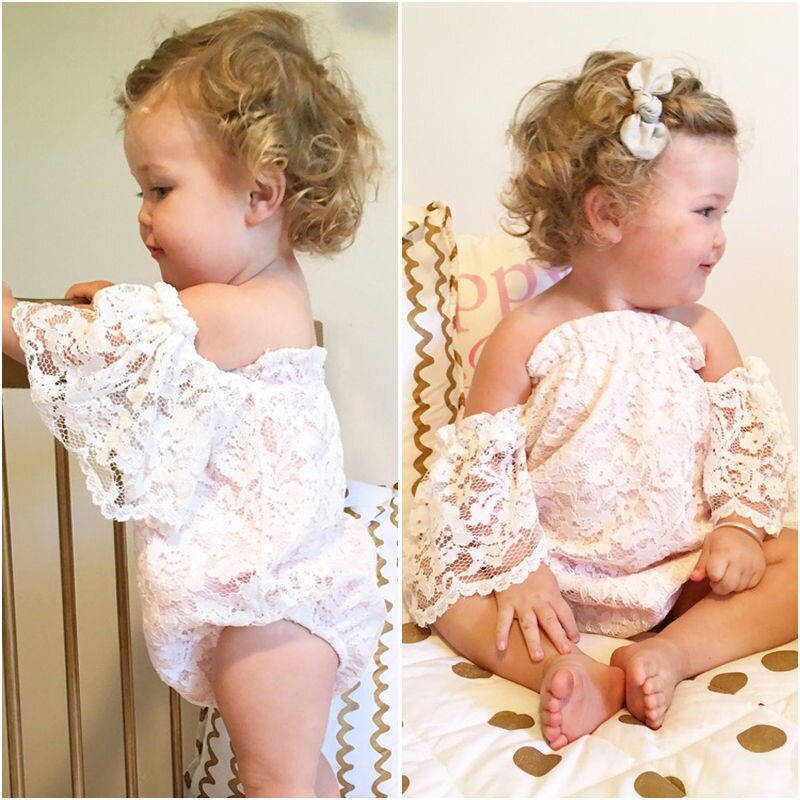 Summer Children Infant Baby Girl Flower Lace Bodysuit Sleeveless Cotton Sunsuit Jumpsuit Outfit Set Clothes - ebowsos