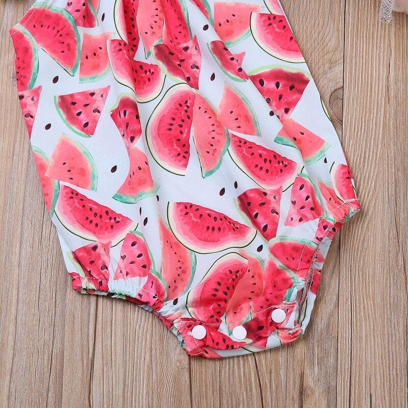 Summer Cute Children Clothing  Baby Girl Watermelon Fly Sleeve Bodysuit Jumpsuit Toddler Kids Clothes - ebowsos