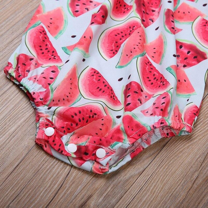 Summer Cute Children Clothing  Baby Girl Watermelon Fly Sleeve Bodysuit Jumpsuit Toddler Kids Clothes - ebowsos