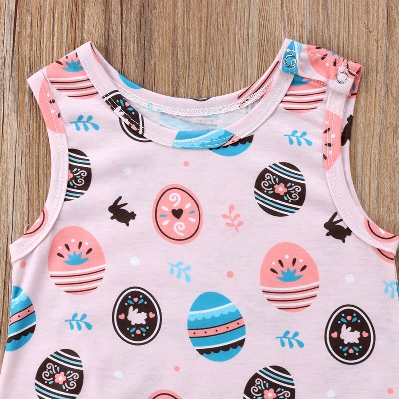 Summer Cute Newborn Baby Boy Girl Easter Egg Romper Sleeveless Cotton Sunsuit Playsuit Clothes - ebowsos