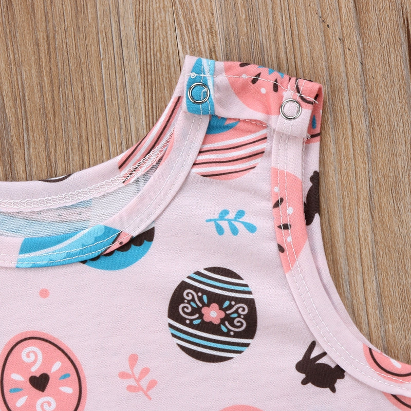 Summer Cute Newborn Baby Boy Girl Easter Egg Romper Sleeveless Cotton Sunsuit Playsuit Clothes - ebowsos