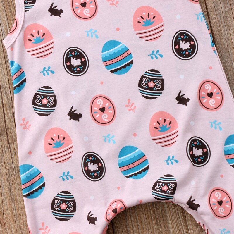 Summer Cute Newborn Baby Boy Girl Easter Egg Romper Sleeveless Cotton Sunsuit Playsuit Clothes - ebowsos