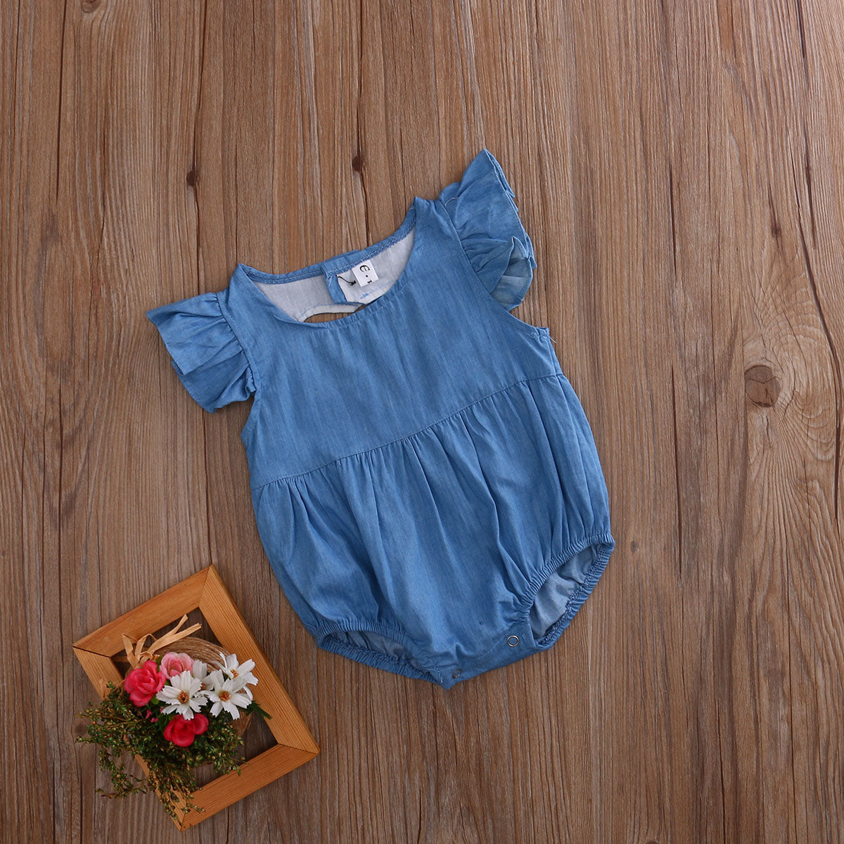 Summer Denim Newborn Infant Baby Girls Romper Hollow love Jumpsuit Clothes Sunsuit Outfits - ebowsos