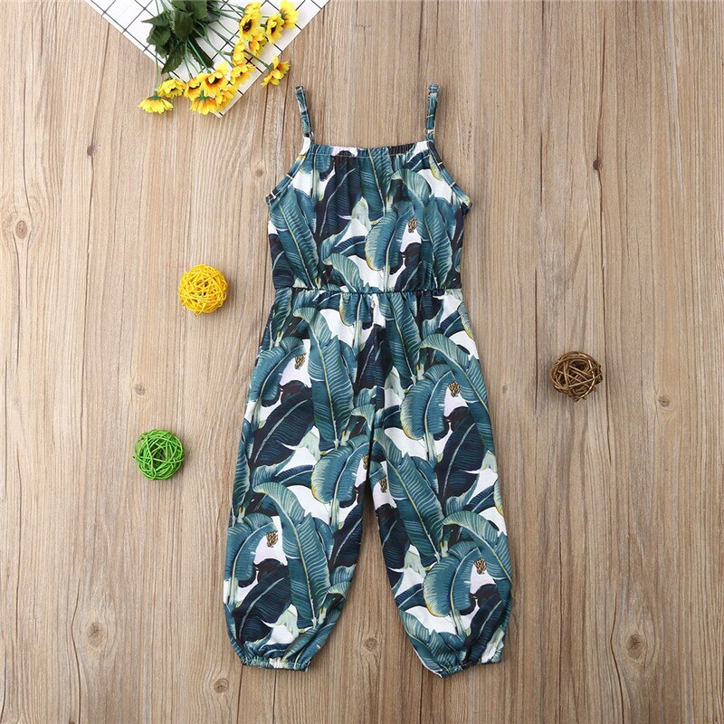 Summer Fashion Baby Girls Floral Sleeveless Romper Jumpsuit Playsuit Outfit Kids Clothes Strap Overalls - ebowsos