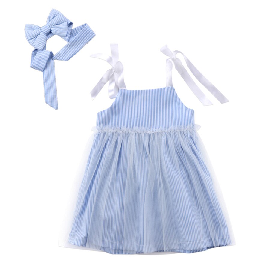 Summer Fashion Baby Pirncess Dress Kids Baby Girl Stripes Lace Tulle Dress Sundress Clothes Summer USA - ebowsos