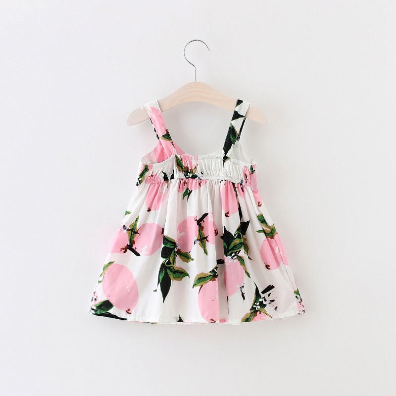 Summer Fashion Baby Pirncess Dress Toddler Baby Girls Summer Lemon Print Floral Bow Dress Sundress Clothes - ebowsos